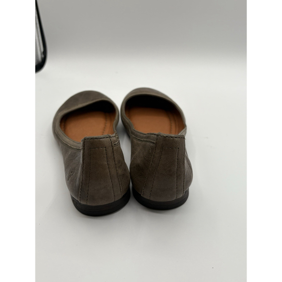 Frye Carson Ballet Flats Women's 9 Brown Leather Slip On Distressed Grey - Picture 5 of 12